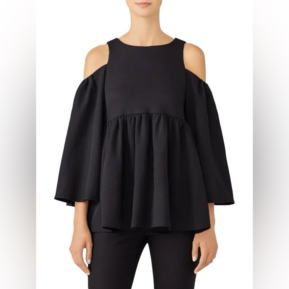 Hunter Bell Split Back Cold Shoulder Top in Black